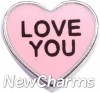 H8299 Love You Pink Candy Heart Floating Locket Charm