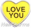 H8300 Love You Yellow Candy Heart Floating Locket Charm