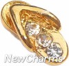 H9010G Gold Flip Flop With CZs Floating Locket Charm