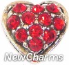 H9063-3 Heart With Red Stones Floating Locket Charm
