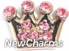 H9064-6 Crown With Pink Stones Floating Locket Charm