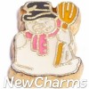 H9766 Snowman With Broom Floating Locket Charm