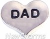 H9802 Dad Silver Heart Floating Locket Charm