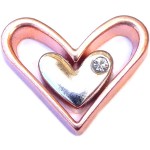 H9870andH9871 Silver Stone Heart Inside Rose Gold Heart