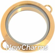 IG20  Twist Stainless Steel Inline Gold Medium Round Loose Floating Locket