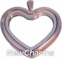 SS30  Stainless Steel Silver Heart Floating Locket