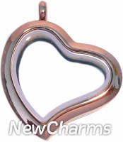 SE92  Stainless Steel Chocolate Curvy  Heart Floating Locket