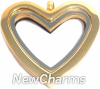 SG40  Stainless Steel Gold Curvy Heart Floating Locket