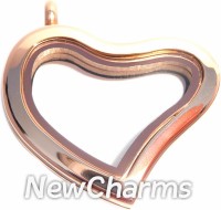 SR40  Stainless Steel Rose Gold Curvy Heart Floating Locket
