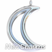 SS82 Stainless Steel Silver Moon Floating Locket