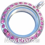 SS51  Stainless Steel Silver CZ Small Round Floating Locket