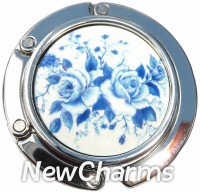 PH9015 White And Blue China Pattern Rose Foldable Purse