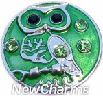 GS334 Wise Owl Green Snap Charm