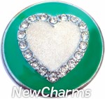 GS350 CZ Heart On Green Snap Charm