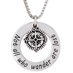 N153 Not All Who Wonder Are Lost Stamped Necklace