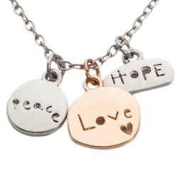 N16 Peace Love Hope Stamped Necklace