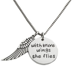 N43 With Brave Wings Stamped Necklace 