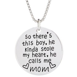 N73 Boy Stole My Heart Calls Me Mom Stamped Necklace