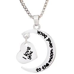 N91 Crescent Moon and Back Stamped Necklace