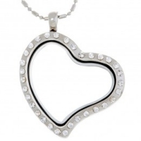 AS93 Curvy Heart CZ Locket with Necklace