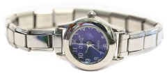WW101purple Purple Round Italian Charm Watch Silver Color Band