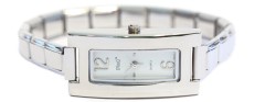WW111white White Long Italian Charm Watch Silver Band