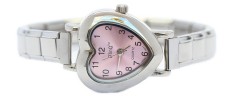 WW211white White Heart Italian Charm Watch Silver Color Band