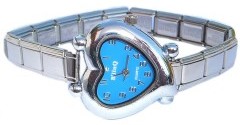 WW420blue Blue Heart Italian Charm Watch
