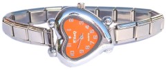 WW420orange Orange Curvy Heart Italian Charm Watch