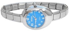 WW421blue Blue Oblong Italian Charm Watch