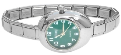 WW421darkgreen Dark Green Oblong Italian Charm Watch