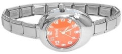 WW421orange Orange Oblong Italian Charm Watch