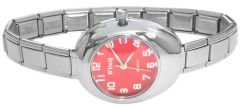 WW421red Red Oblong Italian Charm Watch