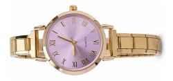 WW656 Pink Roman Numerals Gold Watch Italian Charm Bracelet