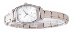 WW704 Silver Lines Barrel Shape Watch Italian Charm Bracelet
